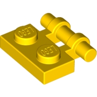 Lego destička 1x2 s tyčinkou (držákem), žlutá (254024, 4140587)